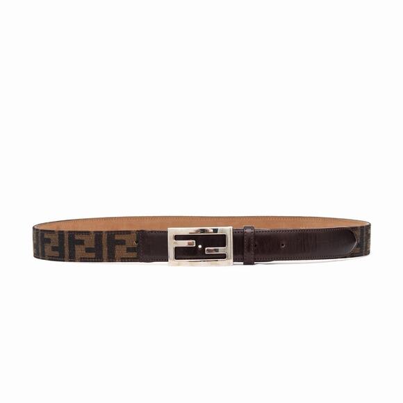 VTG FENDI Zucca FF Monogram Logo Buckle Brown Canvas Leather Belt Size 40/100 main image 10